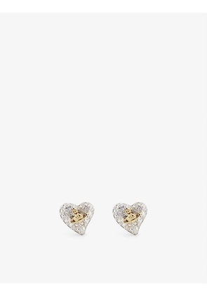 Lynette brass and Swarovski crystal stud earrings
