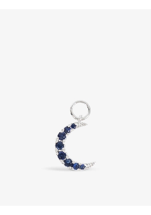Crescent Moon 14ct white-gold and blue sapphire single earring charm