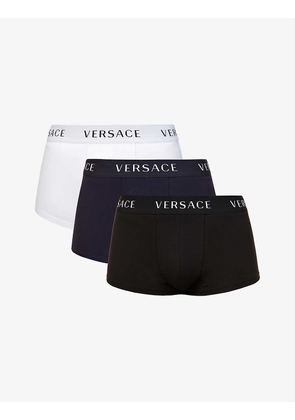 Branded-waistband low-rise pack of three stretch-cotton trunks