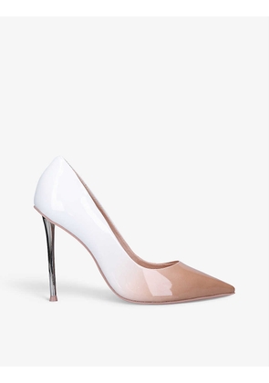 Sharp Ombré patent faux-leather heeled court shoes