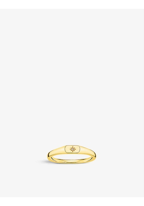Star 18ct yellow gold-plated sterling-silver and white-zirconia ring