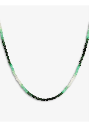 Graduated Green sapphire and 14ct gold beaded necklace