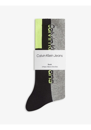Ribbed crew pack of three stretch-cotton socks