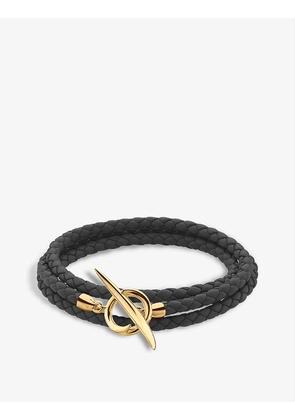 Quill leather and yellow gold-plated vermeil silver wrap bracelet