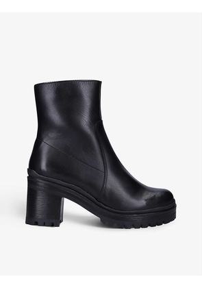 Heeled chunky-soled leather ankle boots