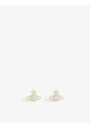 Valentina yellow gold-toned brass and crystals stud earrings