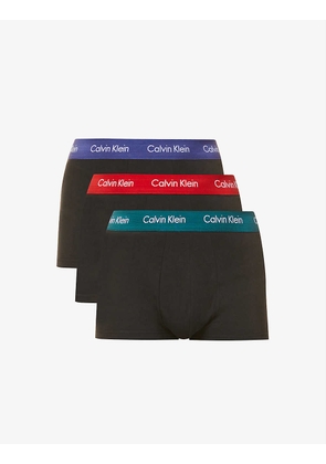 Logo-embroidered low-rise pack of three stretch-cotton trunks