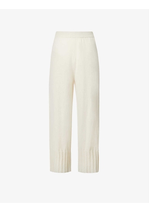 Cropped wide-leg high-rise cashmere and wool-blend trousers