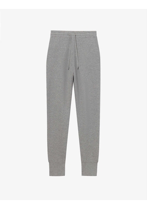 Draw-string mid-rise tapered knitted jogging bottoms