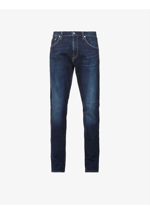 Adler faded-wash regular-fit tapered stretch-denim jeans