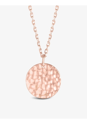 Personalised hammered large 18ct rose gold-plated brass pendant necklace