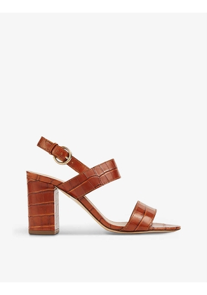 Raya croc-effect leather heeled sandals