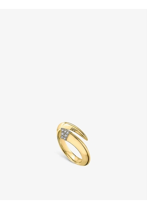 Tusk yellow gold-plated vermeil silver and 0.08ct diamond ring