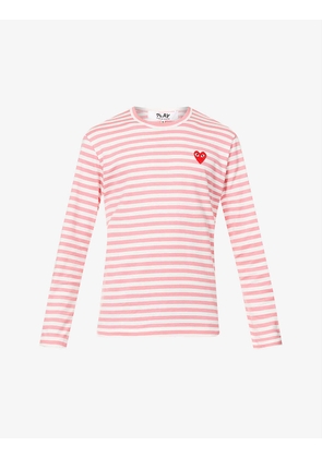 Branded stripe-print cotton-jersey top