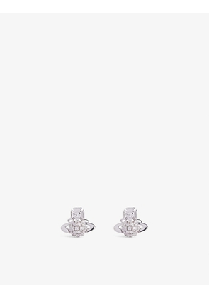 Donna Bas Relief brass and cubic zirconia stud earrings