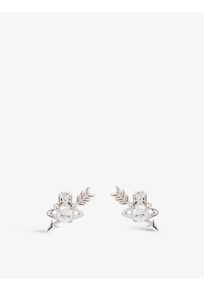 Ginger platinum-plated recycled-silver and crystal stud earrings