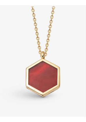 Deco 18ct gold-plated vermeil sterling silver and red agate necklace