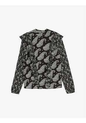 Tiasey high-neck paisley-print crepe blouse
