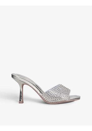 Shimmer gem-embossed vinyl heeled mules