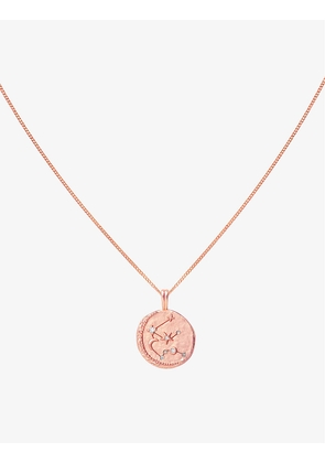 Zodiac Aquarius 18ct rose-gold recycled sterling-silver and cubic zirconia pendant necklace