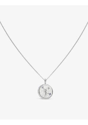 Zodiac Cancer rhodium-plated recycled-silver and cubic zirconia necklace