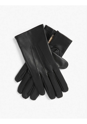 Hand-stitched silk-lined leather gloves