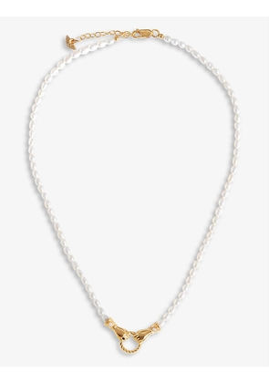 Harris Reed x Missoma Double Hand recycled 18ct yellow gold-plated brass, white pearl and black onyx pendant necklace