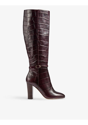 Morgan mock-croc leather knee-high boots