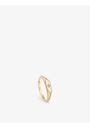 Celestial Orbit 18ct yellow gold-plated vermeil sterling silver and white sapphire signet ring