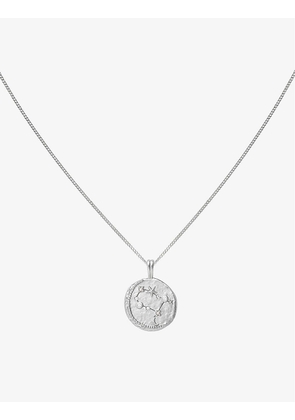 Zodiac Gemini rhodium-plated recycled-silver and cubic zirconia necklace
