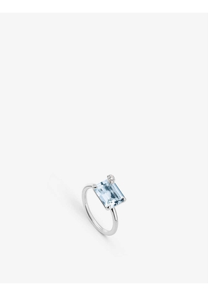 Peekaboo 18ct white-gold 2.77ct emerald-cut aquamarine and 0.05ct brilliant-cut diamond ring