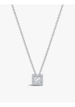 Aura rhodium-plated 18ct white-gold and 0.29ct princess-cut diamond pendant necklace