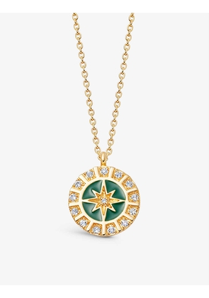 Celestial Astra 18ct yellow gold-plated vermeil sterling silver, enamel and white sapphire pendant necklace