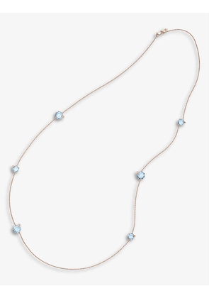 Peekaboo 18ct rose-gold, 0.23ct diamond and aquamarine necklace