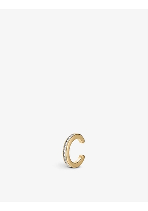 Skinny recycled 18ct yellow gold-plated vermeil on sterling silver and 0.045ct diamond ear cuff
