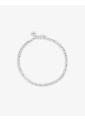 Double-chain rhodium-plated sterling silver bracelet