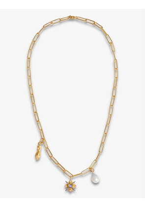 Harris Reed x Missoma recycled 18ct yellow gold-plated brass pearl, crystal and black onyx charm necklace