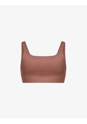 Tommy square-neck stretch-recycled polyester sports bra