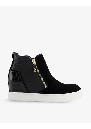 Concealed-wedge croc-effect faux leather trainers