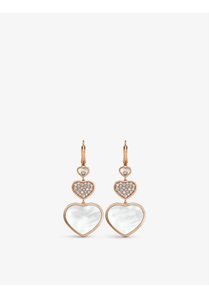 Happy Hearts 18ct rose-gold, 0.90ct diamond and mother-of-pearl earrings