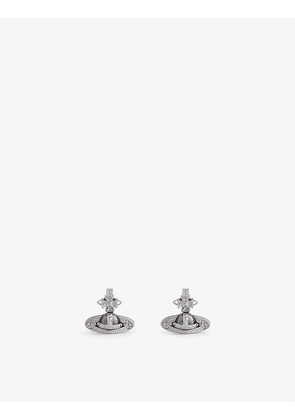 Pina Bas Relief silver-tone brass and cubic zirconia earrings