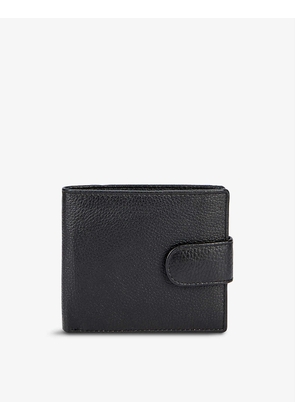 Beauley brand-embossed press stud grained leather billfold wallet