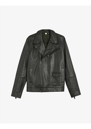 Carve oversized leather biker jacket
