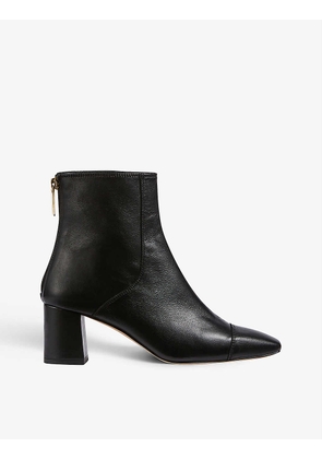 Maxine square-toe leather heeled ankle boots