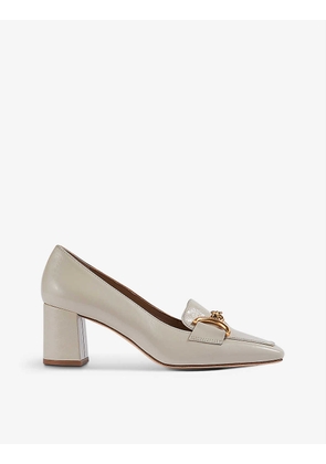 Samantha snaffle-trimmed crinkled patent leather court shoes