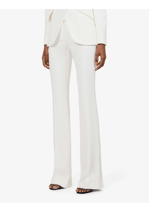 Flared mid-rise crepe trousers