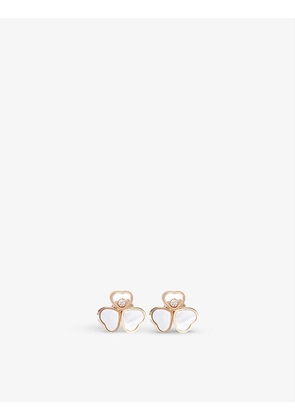 Happy Hearts Wings 18ct rose-gold, 0.1ct brilliant-cut diamond and mother-of-pearl earrings