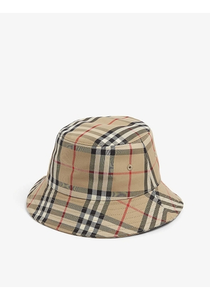 Burberry Boys Archive Beige Cotton Embroidered Gabriell Checked Cotton-Blend Bucket Hat 4-12 Years, Size: 4-6 years