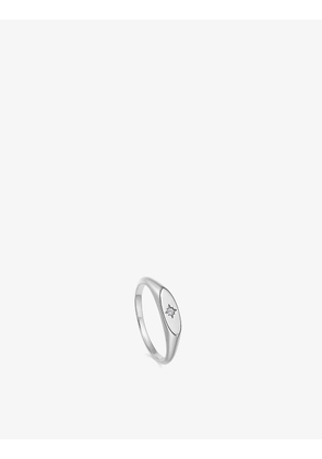 Celestial sterling silver and white sapphire signet ring