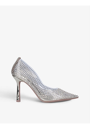 Shimmer gem-embossed vinyl court heels